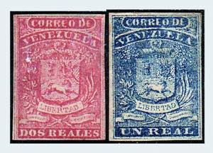 1859 -  Stemma, 1r. blu (2) e 2 r. rosa ... 