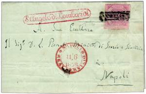 1858 -  S.ANGELO DI LOMBARDI ovale rosso + ... 