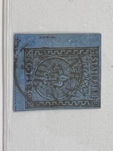 1852 -  40 c. azzurro (5) angolo di foglio ... 