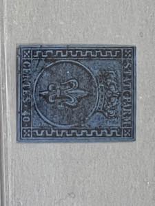 1852 -  40 c. azzurro con greca destra più ... 