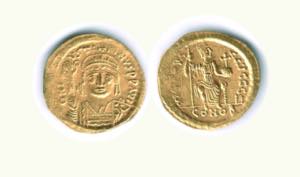 GIUSTINO II (565-578) - Solido - Segno di ... 