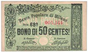 BANCA POPOLARE DI MILANO - bONO DI 50 cENT. ... 
