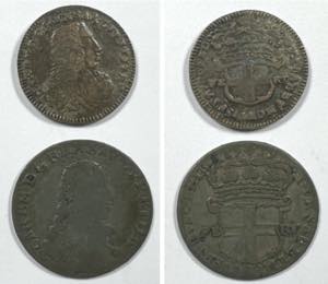 CARLO EMANUELE III - Lotto di 2 monete: 5 ... 