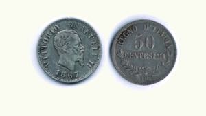 VITTORIO EMANUELE II - 50 Centesimi 1867 ... 
