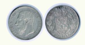 BELGIO -  Leopoldo II - 5 Franchi 1868.   - ... 