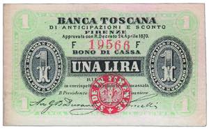 BANCA TOSCANA - Buono di cassa - 1 Lira.  
