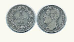 BELGIO - Leopoldo I (1835-1865) - 5 Franchi ... 