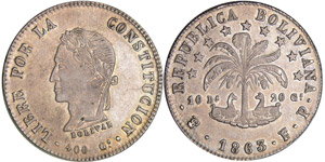 Bolivie - 8 soles 1863 PTS FPAr ; ... 