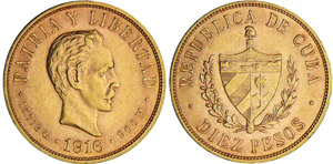 Cuba - 10 pesos 1916Au ; 16.68 gr ... 