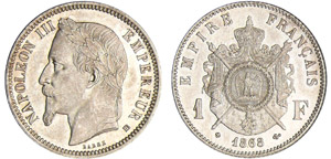Napoléon III (1852-1870) - 1 franc tête ... 