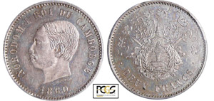 Cambodge - Norodom I (1860-1904) - 2 francs ... 