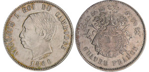 Cambodge - Norodom I (1860-1904) - 4 francs ... 