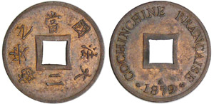 Cochinchine - Sapèque 1879 ABr ; 1.97 gr ; ... 