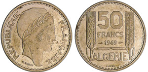 Algérie - 50 francs 1949 essaiCu-Nk ; 7.81 ... 