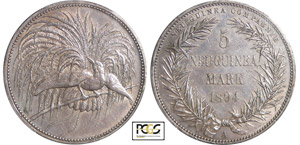 Allemagne - New Guinea - 5 mark 1894Ar ; -- ... 