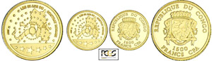 Congo - 1500 francs 2007Au ; 0.95 gr ; 13 mm