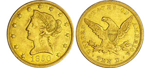 Etats-Unis - 10 dollars Liberty head 1850 Au ... 