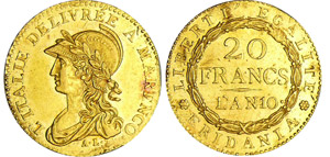 Italie - Gaule subalpine - 20 francs An 10A/ ... 