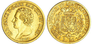 Italie - Carlo Felice (1821-1831) - 20 lire ... 