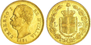 Italie - Umberto I (1878-1900) - 20 lire ... 