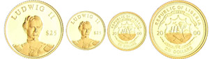 Libéria - Ludwig II - 25 dollars 2000Au ; ... 