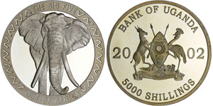 Ouganda - Eléphant - 5000 shillings 2002Ar ... 