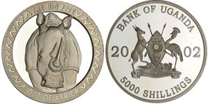 Ouganda - Rhinocéros - 5000 shillings ... 