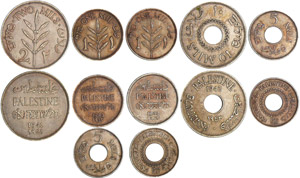 Palestine - Lot de 6 monnaies1 mil 1942 ; 1 ... 