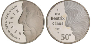 Pays-Bas - Beatrix - 50 gulden 1991Ar ; 25 ... 