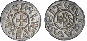 Charlemagne (768-814) - Denier (Bourges)A/ + ... 