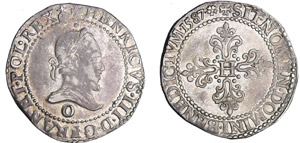 Henri III (1574-1589) - Demi-franc au col ... 