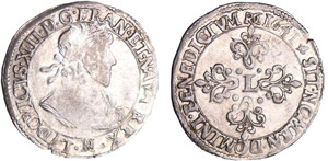 Louis XIII (1610-1643) - ½ franc au buste ... 