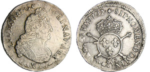 Louis XIV (1643-1715) - ½ écu aux insignes ... 