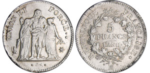 Directoire (1795-1799) - 5 francs Hercule ... 