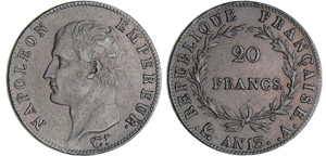 Napoléon 1er (1804-1814) - 20 francs tête ... 
