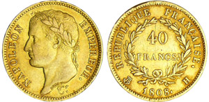 Napoléon 1er (1804-1814) - 40 francs revers ... 