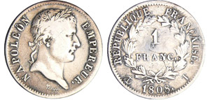 Napoléon 1er (1804-1814) - 1 franc revers ... 