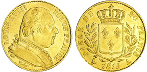 Louis XVIII (1815-1824) - 20 francs buste ... 