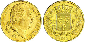 Louis XVIII (1815-1824) - 20 francs buste nu ... 