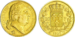 Louis XVIII (1815-1824) - 20 francs buste nu ... 