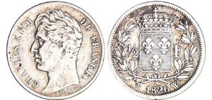 Charles X (1824-1830) - 1/2 franc 1826 W ... 