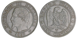Napoléon III (1852-1870) - 5 centimes tête ... 
