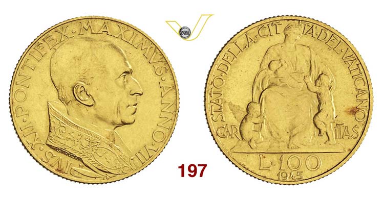  - PIO XII  (1939-1958)  100 Lire ... 
