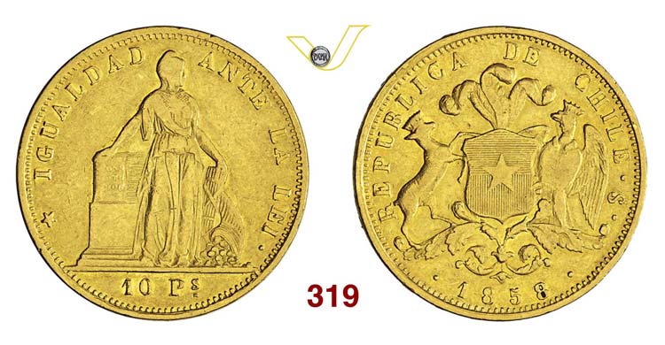 CHILE - 10 Pesos 1858 So, ... 