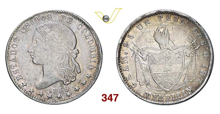 COLOMBIA - Peso 1869, Medellin.   ... 