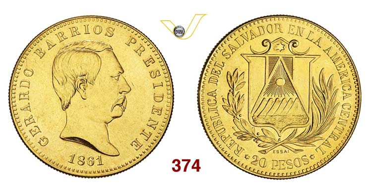 EL SALVADOR - 20 Pesos 1861 ESSAI ... 