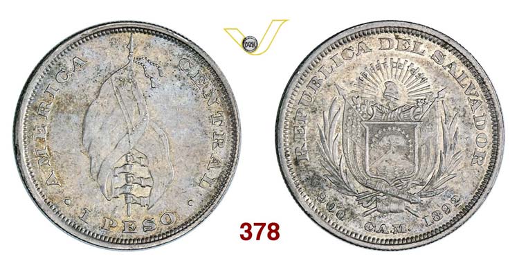EL SALVADOR - Peso 1892 C.A.M.   ... 