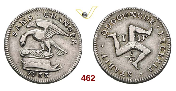 ISLE OF MAN - 1/2 Penny 1733.   ... 