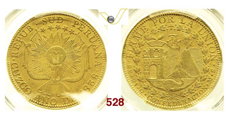 PERU (SOUTH) - 8 Escudos 1838 MS. ... 