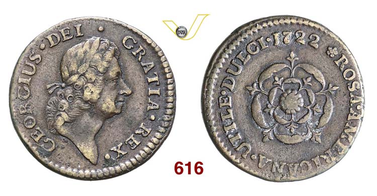 AMERICA - 1/2 Penny 1722 Rosa ... 